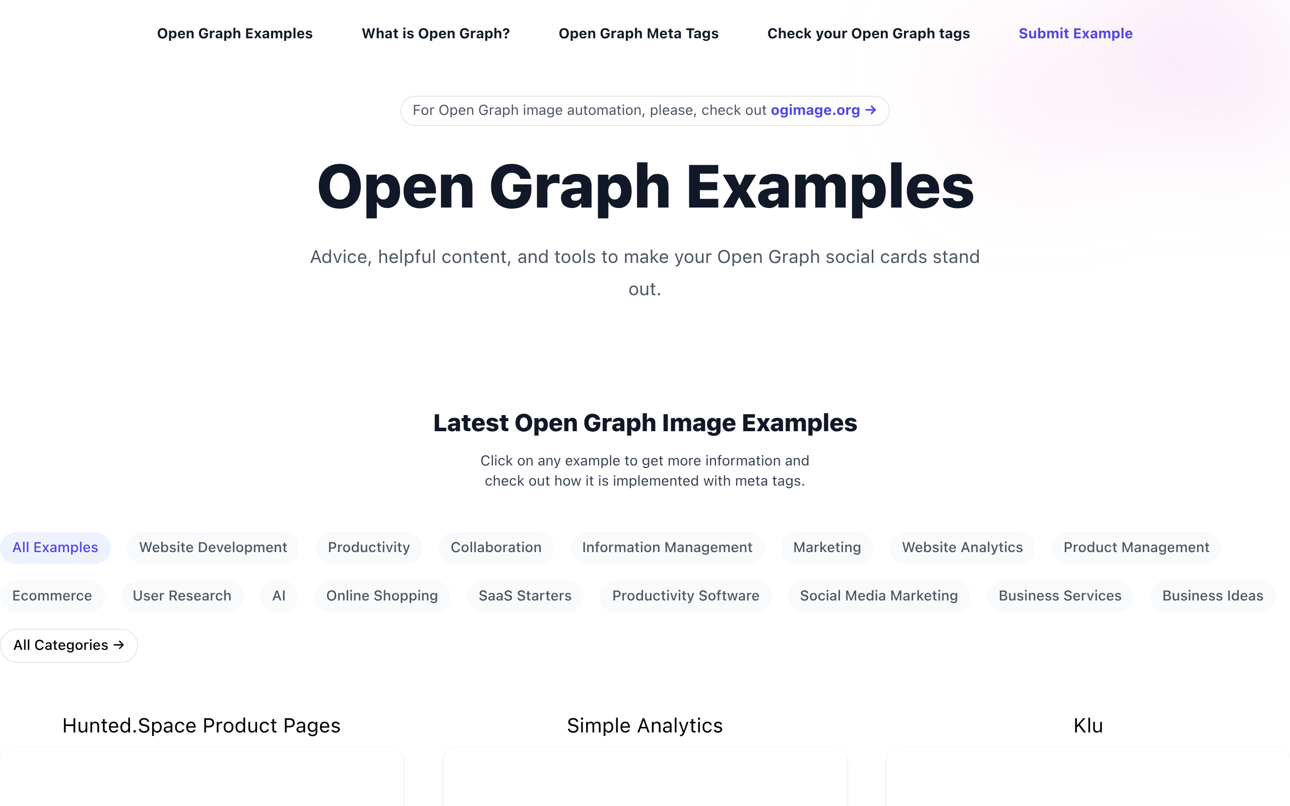 Open Graph Examples